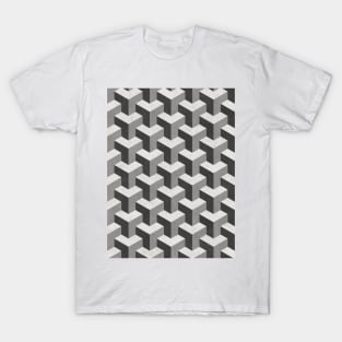 Interlocking Cubes Pattern - Shades of Grey T-Shirt